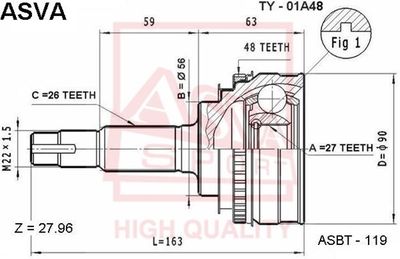 ШРУС наружный ASVA TY01A48