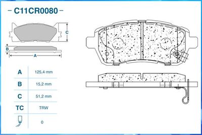 Колодки тормозные передние CWORKS C11CR0080
