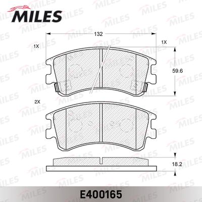 Колодки тормозные передние с индикатором износа Miles E400165