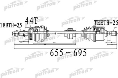 Полуось передний мост слева PATRON PDS0488