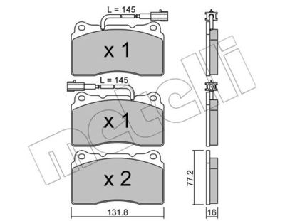 Комплект колодок для дискового тормоза METELLI 2202880