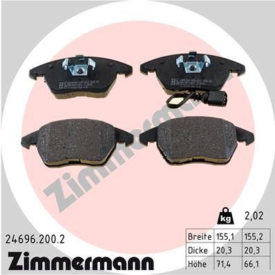 Колодки тормозные дисковые передние ZIMMERMANN 246962002