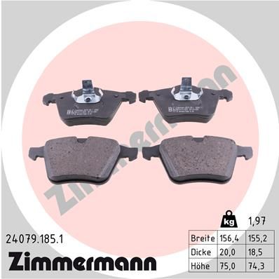 Колодки тормозные дисковые комплект ZIMMERMANN 240791851