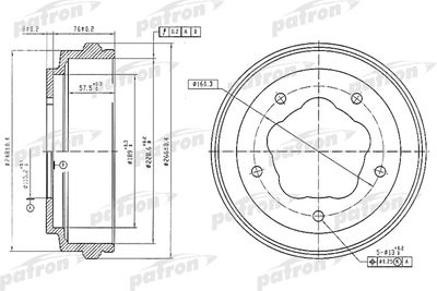 Барабан тормозной задний PATRON PDR1062