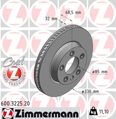 Диск тормозной передний правый ZIMMERMANN 600322520