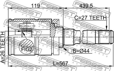 ШРУС внутренний FEBEST 1911E53RH