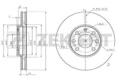 Диск тормозной передний Zekkert BS5100