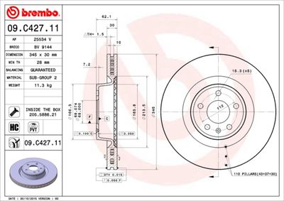 Диск тормозной BREMBO 09C42711