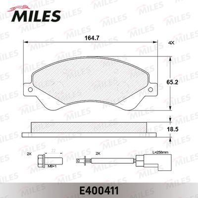Колодки тормозные передние с датчиком Miles E400411