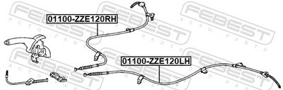 Трос стояночного тормоза левый FEBEST 01100ZZE120LH