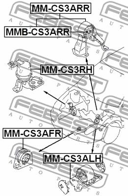 Подушка двигателя передняя FEBEST MMCS3AFR