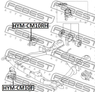 Подушка двигателя передняя FEBEST HYMCM10F