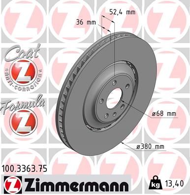 Диск тормозной передний ZIMMERMANN 100336375