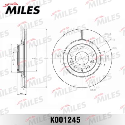 Диск тормозной передний вентилируемый Miles K001245