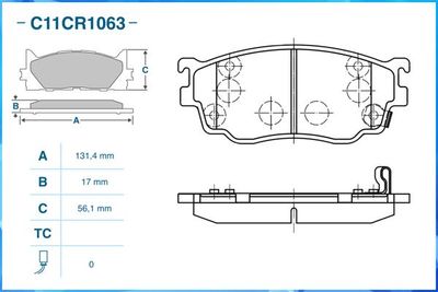 Колодки тормозные передние CWORKS C11CR1063