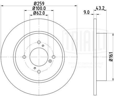 Диск тормозной задний TRIALLI DF240109