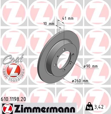 Диск тормозной ZIMMERMANN 610119820