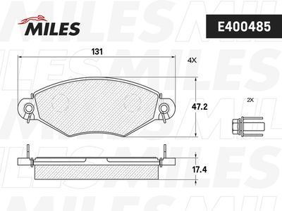 Колодки тормозные передние Miles E400485