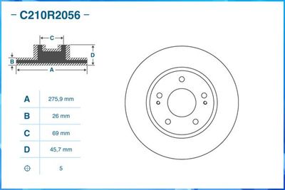 Диск тормозной передний CWORKS C210R2056