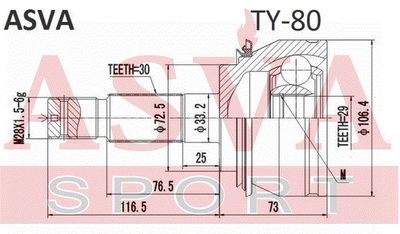ШРУС наружный ASVA TY80