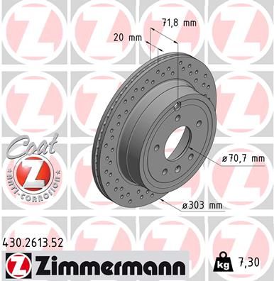 Диск тормозной задний вентилируемый ZIMMERMANN 430261352