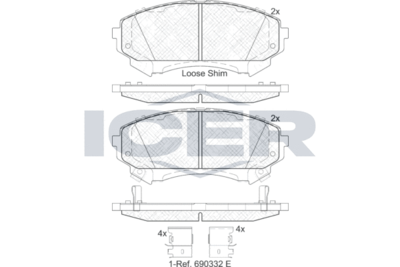 Колодки тормозные дисковые передние ICER 182140
