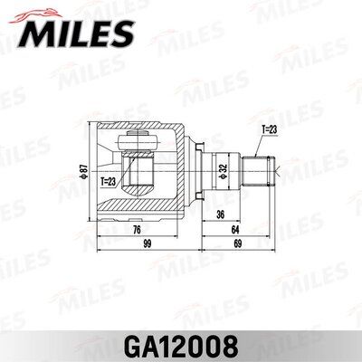 ШРУС внутренний правый Miles GA12008