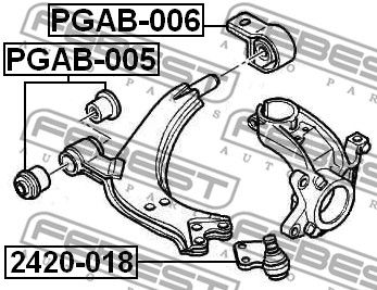 Сайлентблок рычага переднего задний FEBEST PGAB006