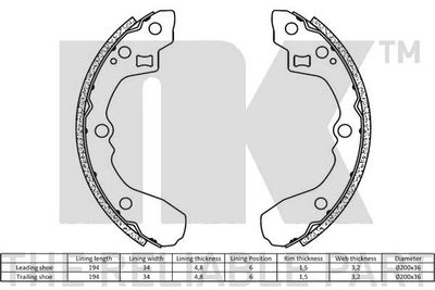 Колодки тормозные барабанные NK 2735590