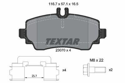 Комплект колодок для дискового тормоза TEXTAR 2307004