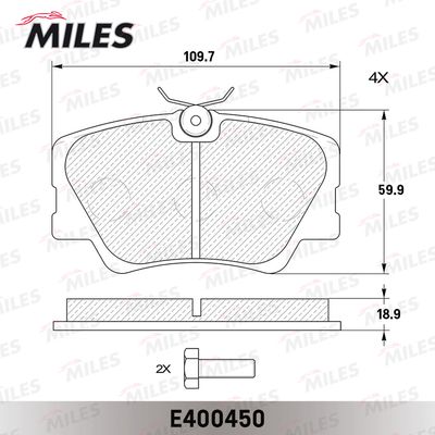 Колодки тормозные передние без датчика Miles E400450
