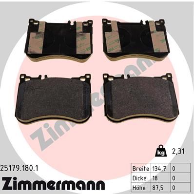 Колодки тормозные дисковые ZIMMERMANN 251791801