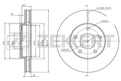 Диск тормозной передний Zekkert BS5325