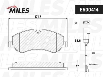 Колодки тормозные передние Miles E500414