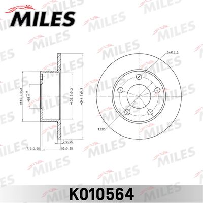 Диск тормозной задний Miles K010564
