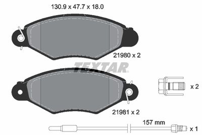 Комплект колодок для дискового тормоза TEXTAR 2198003