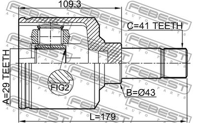 ШРУС внутренний левый FEBEST 2811DUCQ18LH