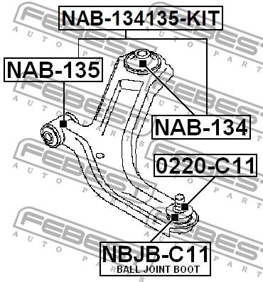 Сайлентблок рычага переднего задний FEBEST NAB134