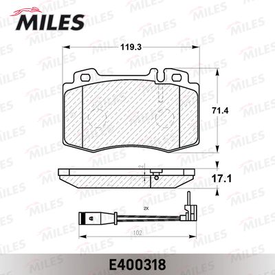 Колодки тормозные без датчика передние Miles E400318
