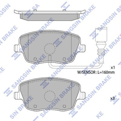 Колодки тормозные передние с датчиком SANGSIN SP1806A