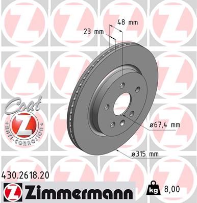 Диск тормозной ZIMMERMANN 430261820