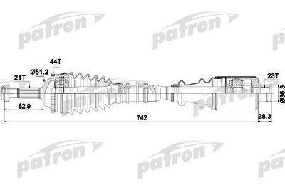 Полуось правая PATRON PDS1116