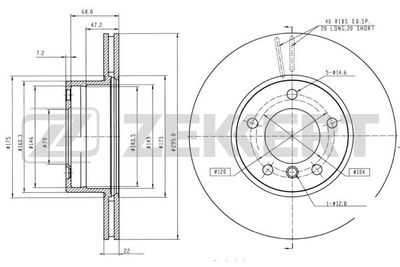 Диск тормозной передний Zekkert BS5209