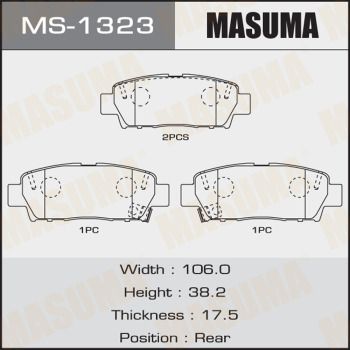 Колодки тормозные задние Masuma MS1323