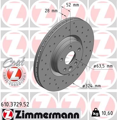 Диск тормозной ZIMMERMANN 610372952