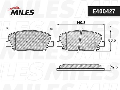Колодки тормозные передние Miles E400427