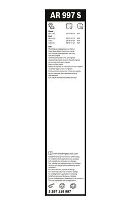 Комплект щеток стеклоочистителя BOSCH 3397118997
