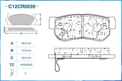 Колодки тормозные задние CWORKS C12CR0039