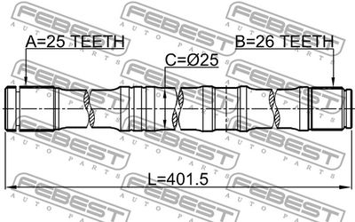 Полуось левая FEBEST 0112AZT250LH