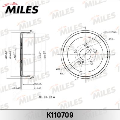Барабан тормозной Miles K110709